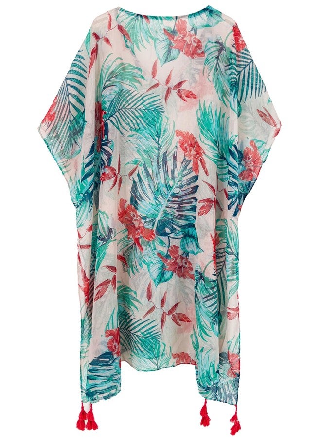Moss Rose Women's Beach Cover up Swimsuit Kimono Cardigan with Bohemian Floral Print - Image 3